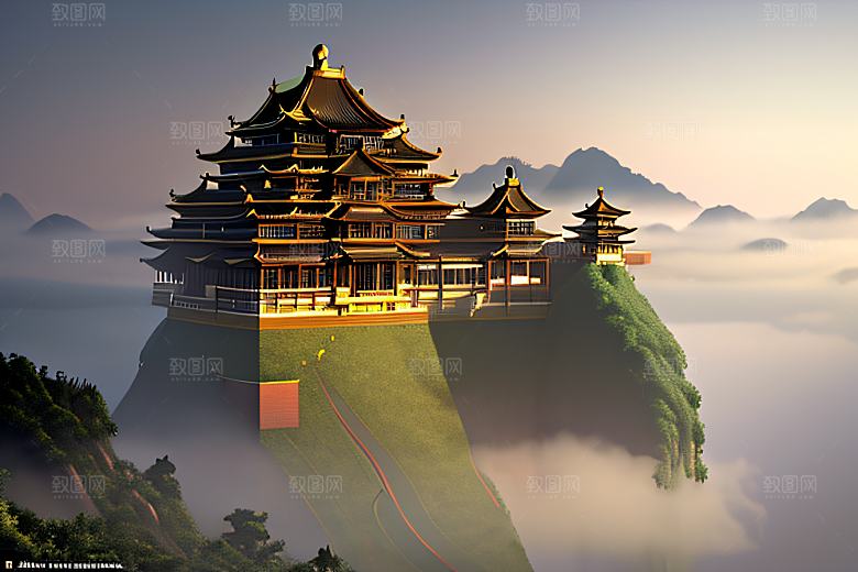 金玻璃水晶宫迷幻唯美超清4K高清画面