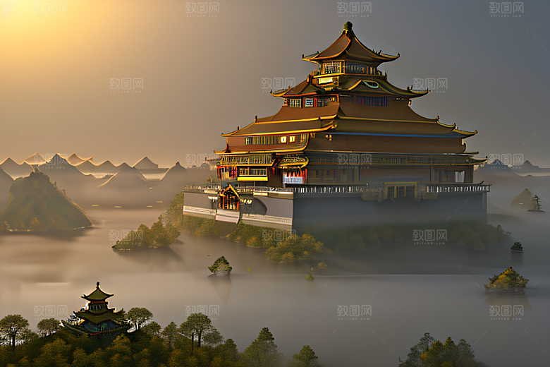 金玻璃水晶宫迷幻唯美超清4K高清画面