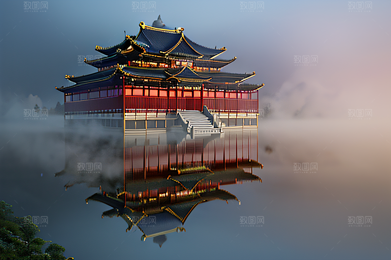 玻璃水晶宫浓雾中的超现实之美