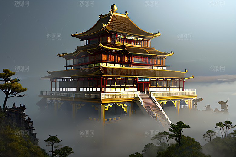 玻璃水晶宫浓雾中的超现实之美