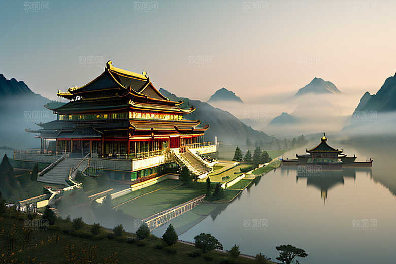 玻璃水晶宫浓雾中的超现实之美