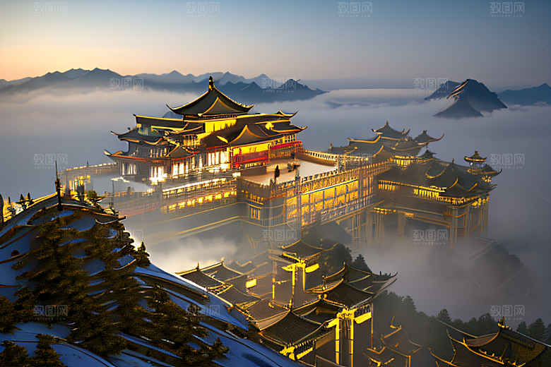 金玻璃水晶宫迷幻唯美超清4K高清画面