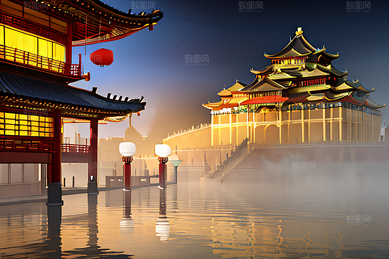金玻璃水晶宫迷幻唯美超清4K高清画面
