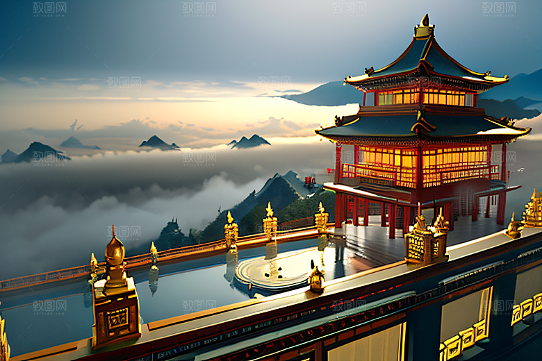 金玻璃水晶宫迷幻唯美超清4K高清画面