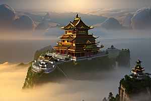 金玻璃水晶宫迷幻唯美超清4K高清画面