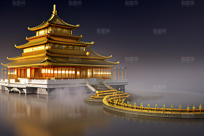 金玻璃水晶宫迷幻唯美超清4K高清画面