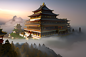 金玻璃水晶宫迷幻唯美超清4K高清画面