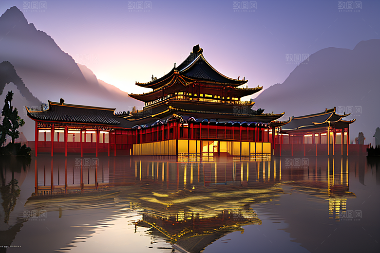 金玻璃水晶宫迷幻唯美超清4K高清画面