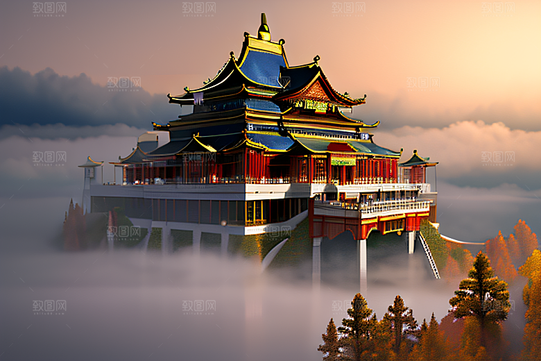 金玻璃水晶宫迷幻唯美超清4K高清画面