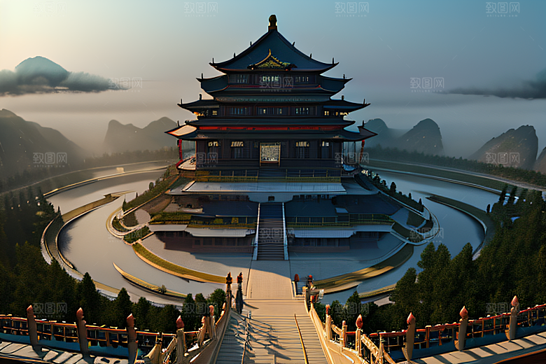 金玻璃水晶宫迷幻唯美超清4K高清画面