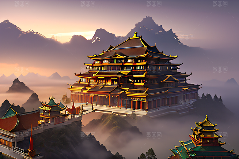 金玻璃水晶宫迷幻唯美超清4K高清画面