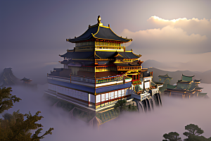 金玻璃水晶宫迷幻唯美超清4K高清画面