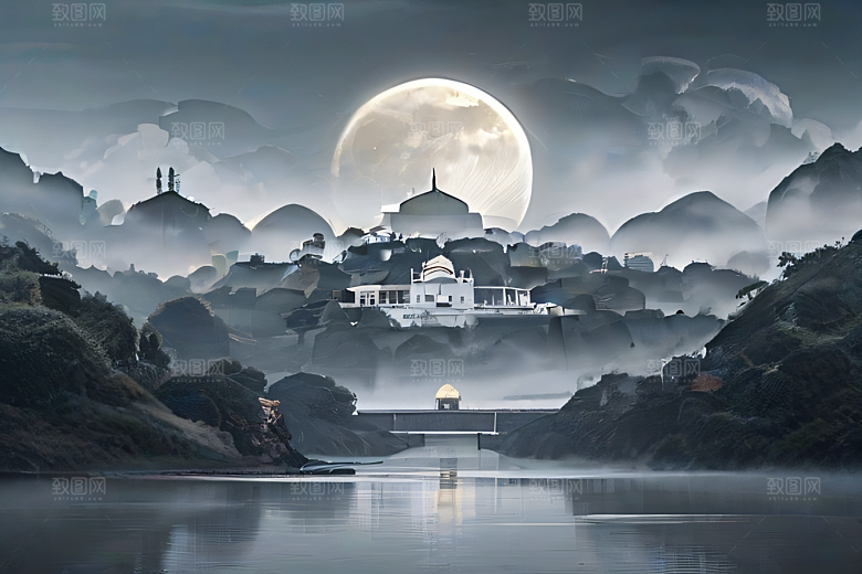 云山宫殿迷幻唯美非现实画面盛宴