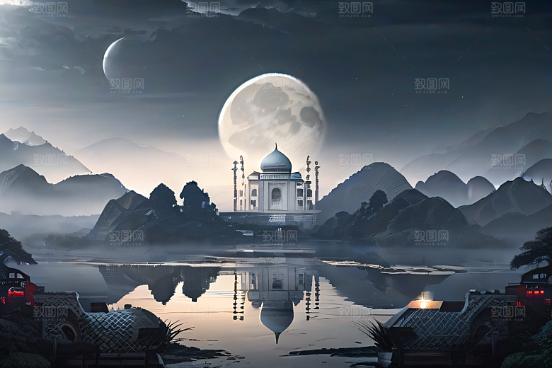 云山宫殿迷幻唯美非现实画面盛宴