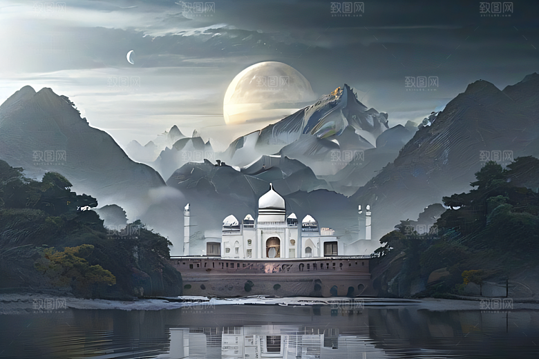 云山宫殿迷幻唯美非现实画面盛宴