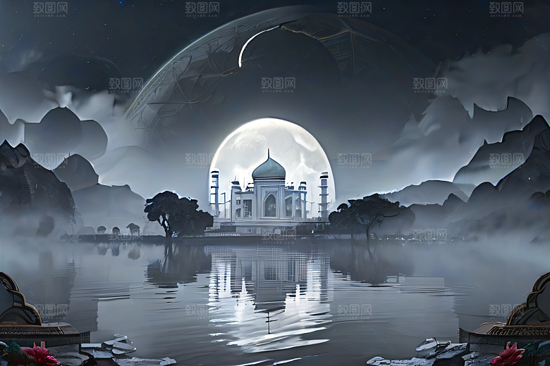 云山宫殿迷幻唯美非现实画面盛宴