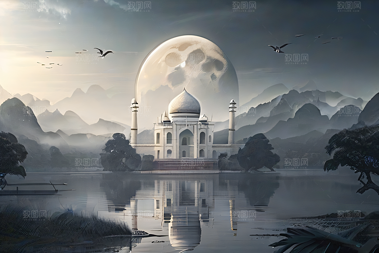 云山宫殿迷幻唯美非现实画面盛宴
