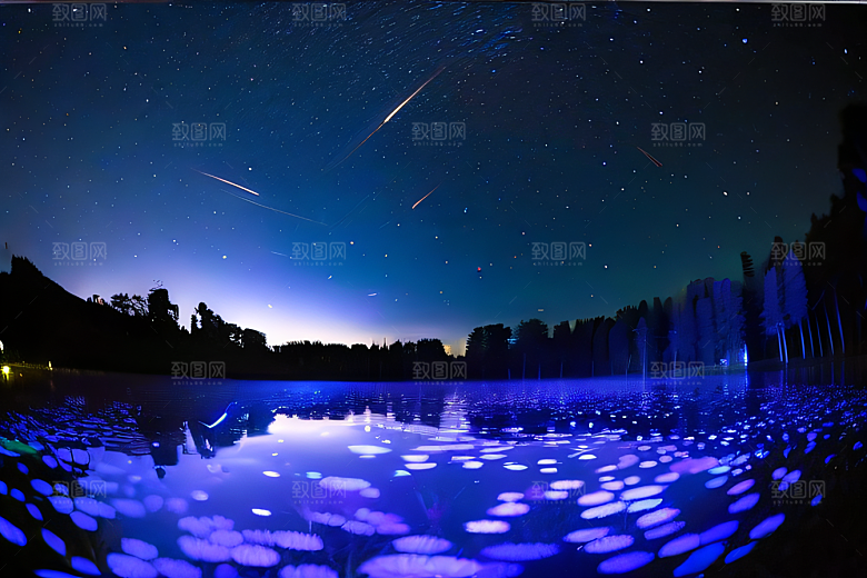丰盛水生植物的湖畔画卷