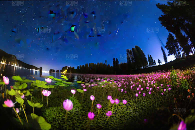 蓝玫瑰天空中的花宫