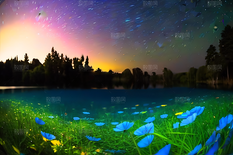 蓝玫瑰天空中的花宫