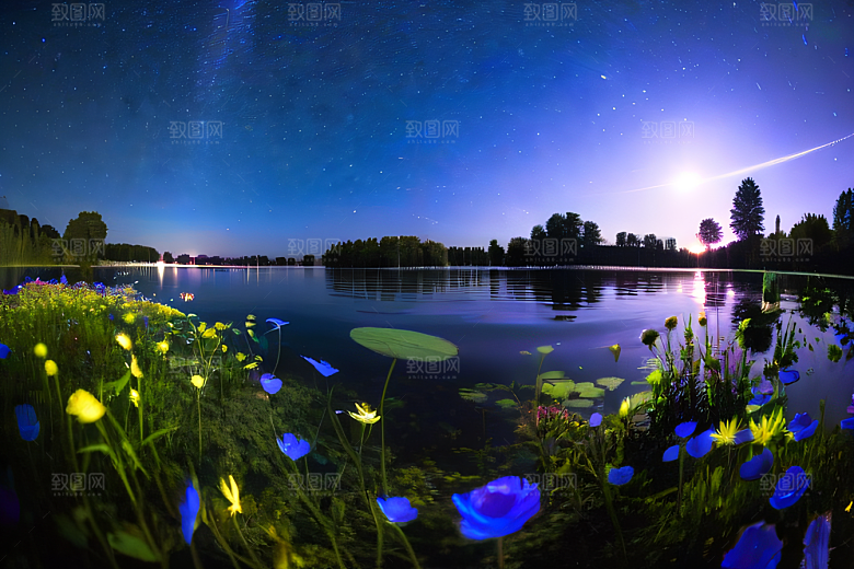 蓝玫瑰天空中的花宫