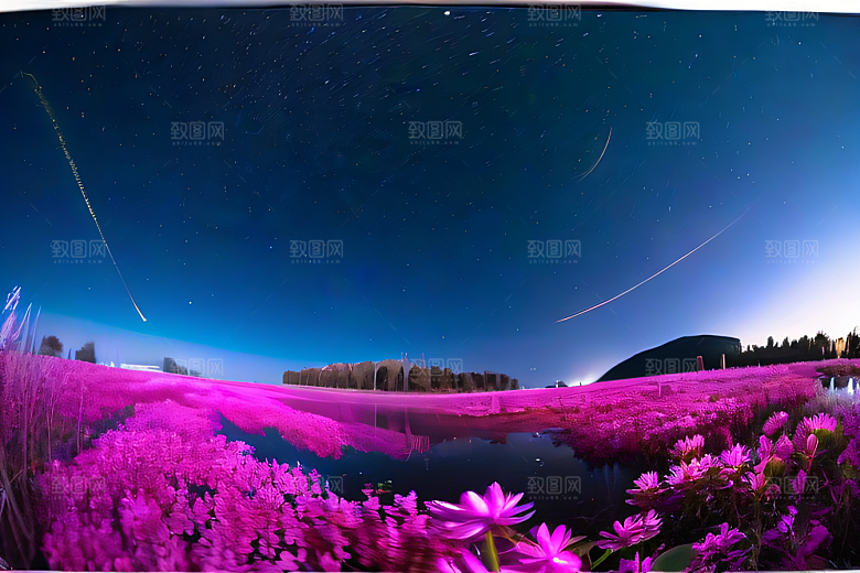 清澈湖面上丰盛的水生植被