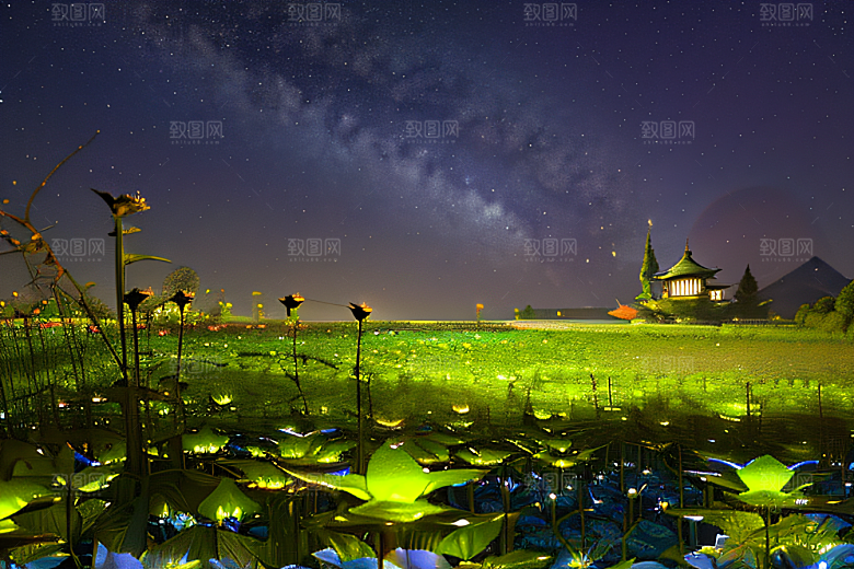 幻彩蓝玫瑰的仙境之夜