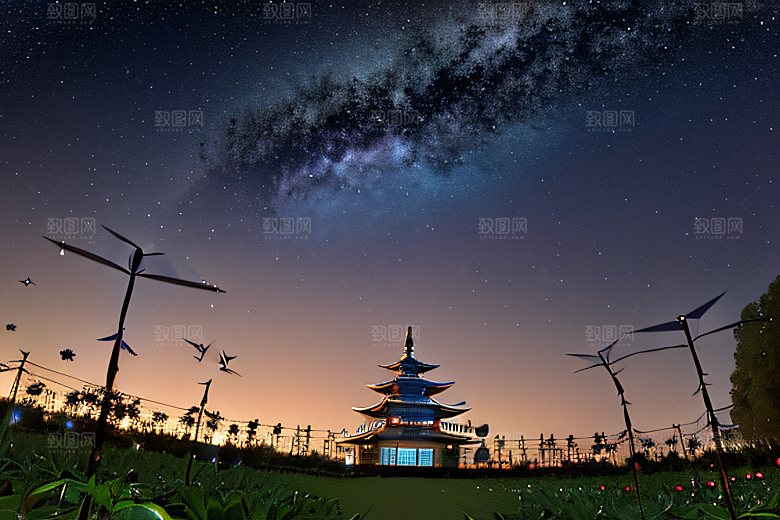 闪烁星海下的流星奇景