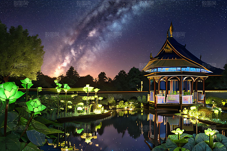 蓝玫瑰天空中的玫瑰宫殿