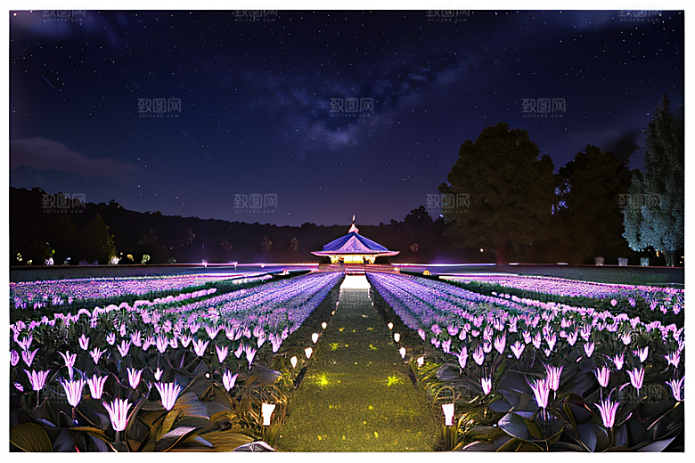 蓝玫瑰天空中的玫瑰宫殿