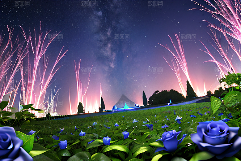 玫瑰花宫中的萤火虫灯