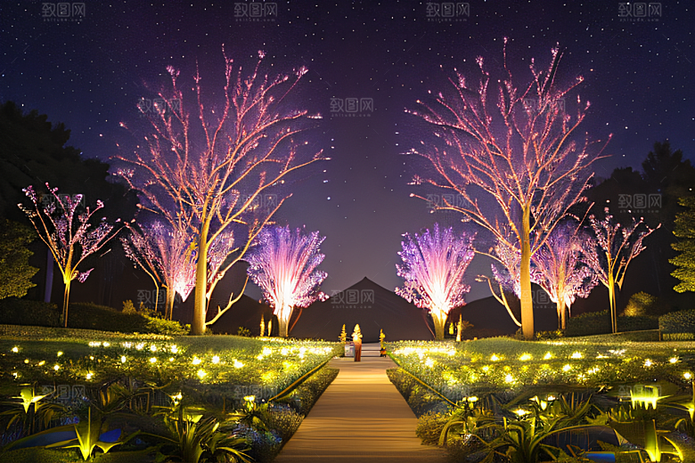 玫瑰花宫中的萤火虫灯