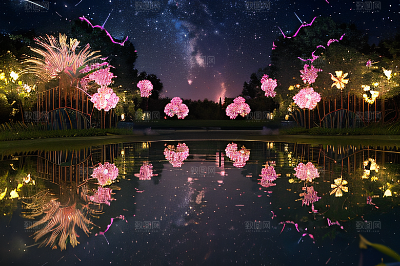 玫瑰花宫中的萤火虫灯