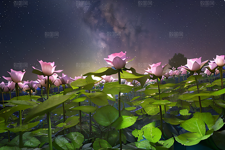 丰盛水生植物的湖畔画卷