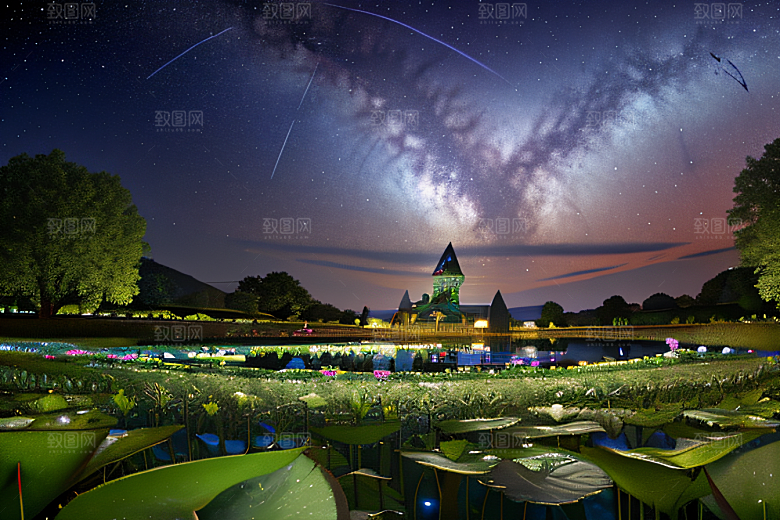 蓝玫瑰天空中的花宫