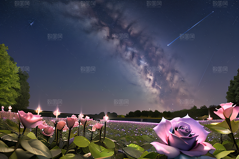 蓝玫瑰天空中的花宫