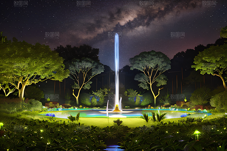 幻彩蓝玫瑰的仙境之夜