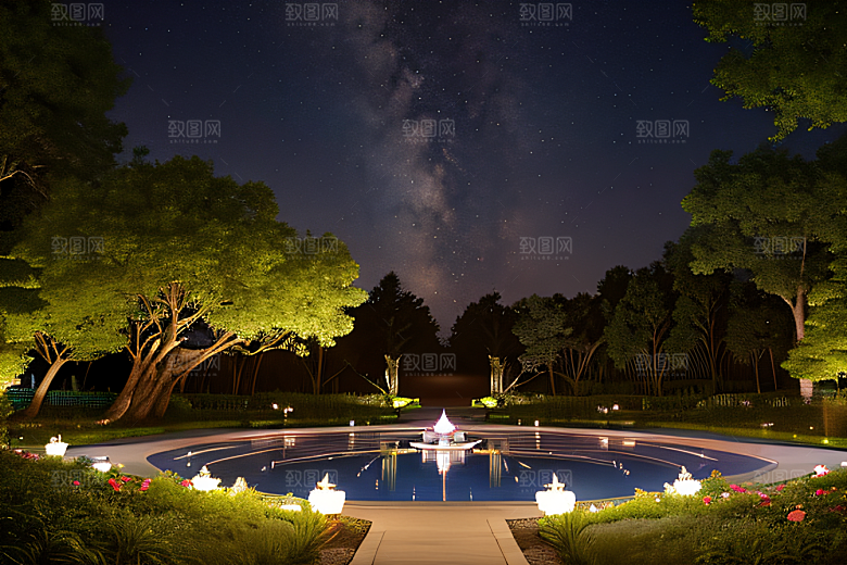 幻彩蓝玫瑰的仙境之夜