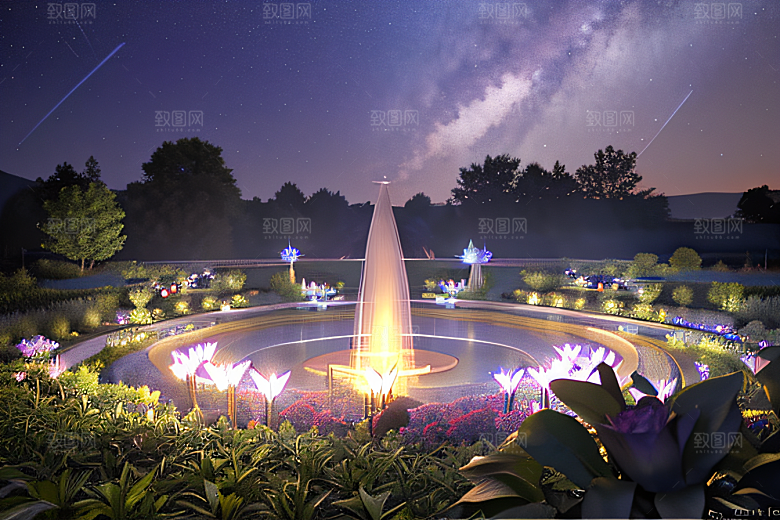幻彩蓝玫瑰的仙境之夜