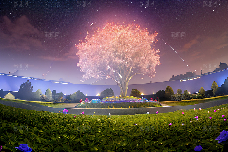 幻彩蓝玫瑰的仙境之夜