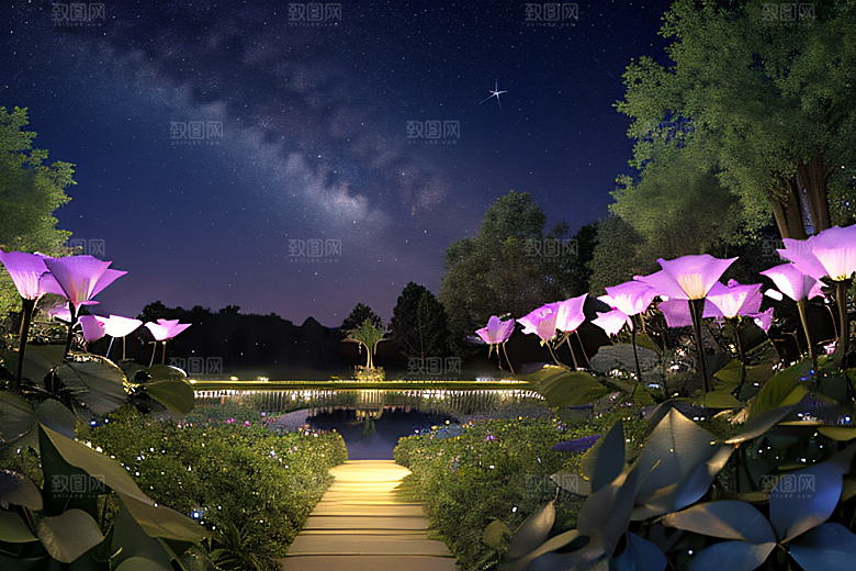 幻彩蓝玫瑰的仙境之夜