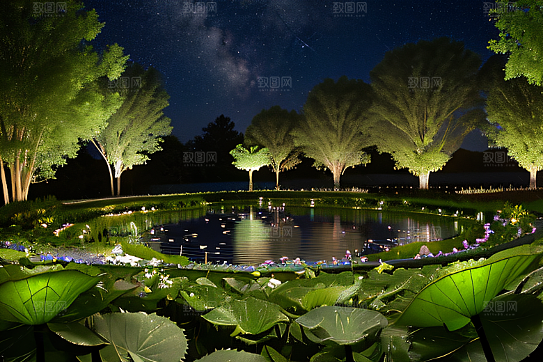 幻彩蓝玫瑰的仙境之夜