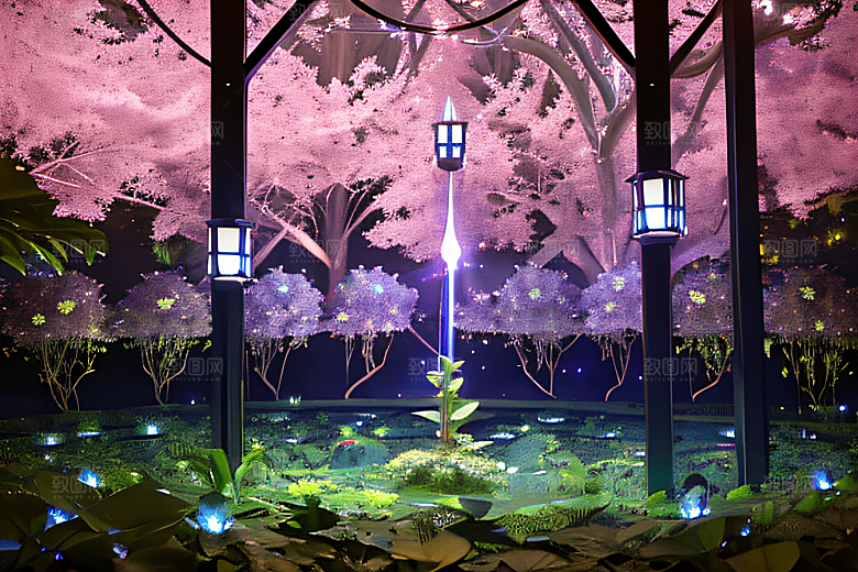 幻彩蓝玫瑰的仙境之夜