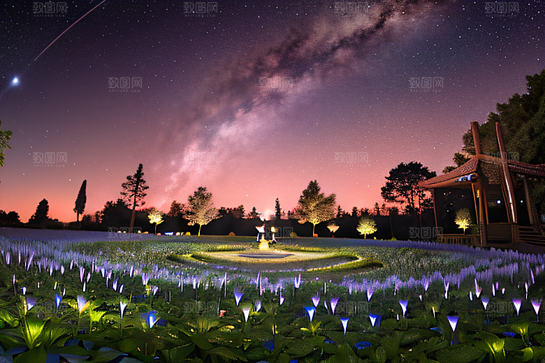 幻彩蓝玫瑰的仙境之夜