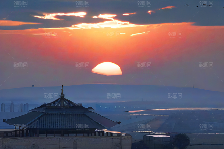 追逐炽阳的飞行者波斯宫殿蓝天风景
