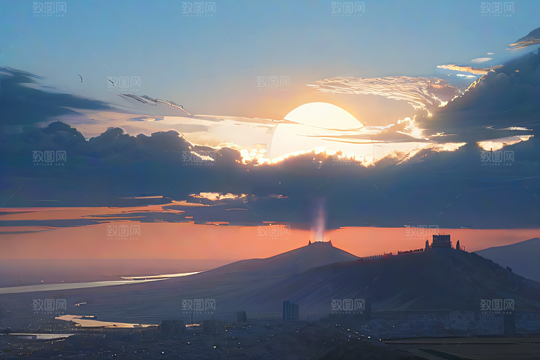 太阳旁的飞行者波斯宫殿的蓝天云景