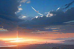 太阳旁的飞行者波斯宫殿的蓝天云景