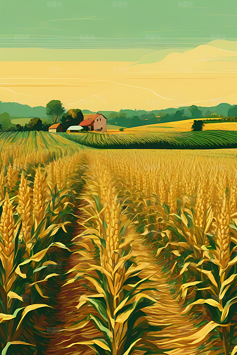 玉米田插画的艺术表现