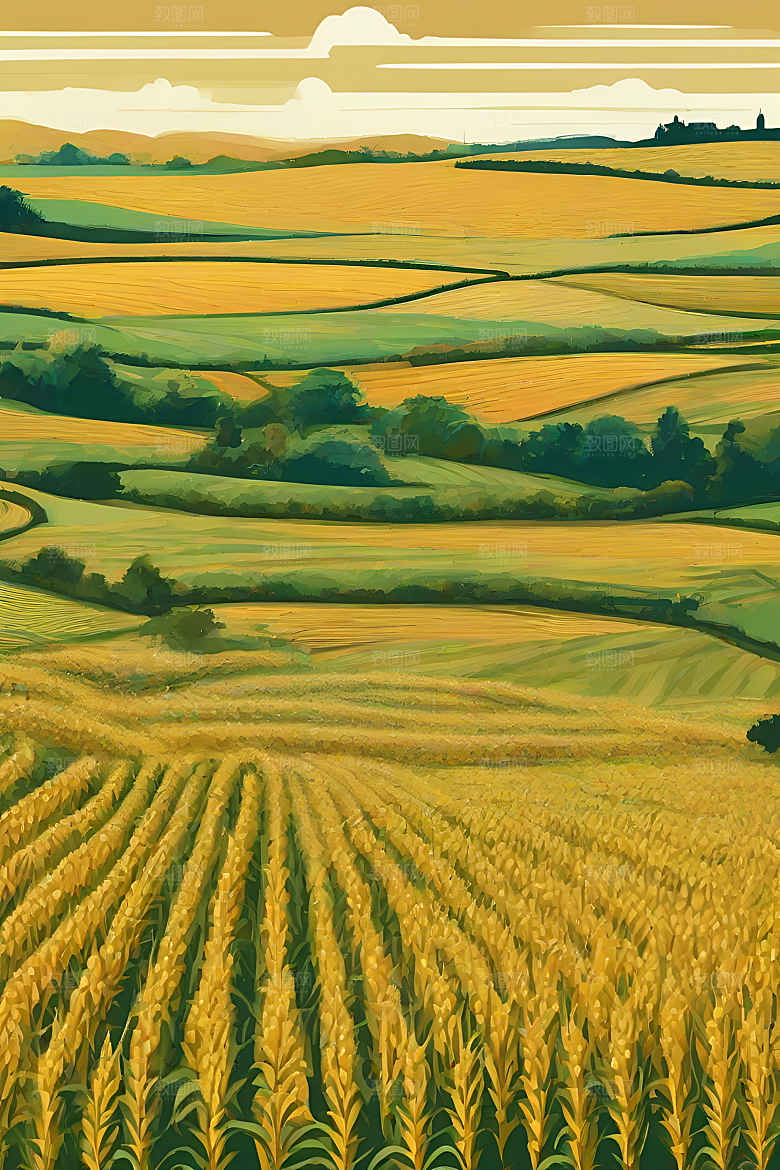玉米田插画的艺术表现