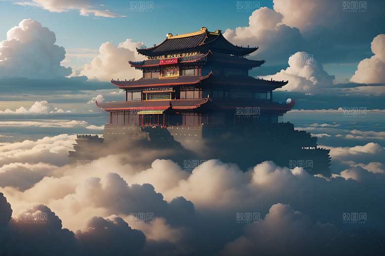 云海中的古宫殿极致视觉享受